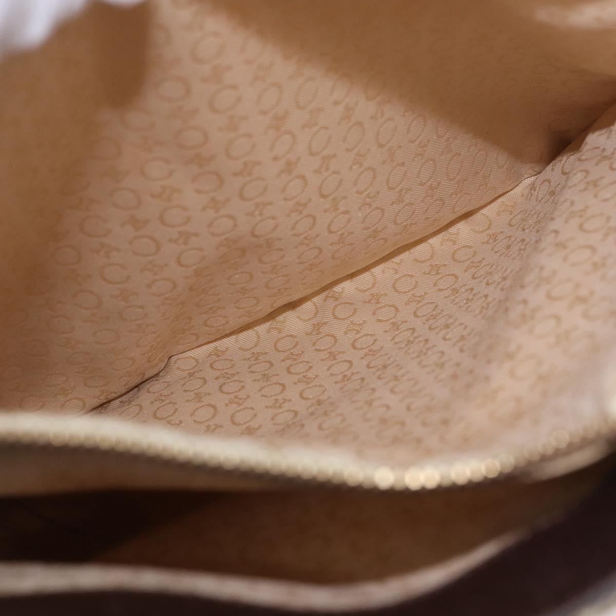 CELINE C Macadam Canvas Tote Bag Beige Gold Auth 187756