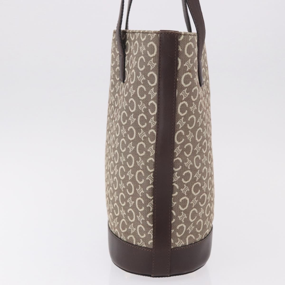 CELINE C Macadam Canvas Tote Bag Beige Gold Auth 187756