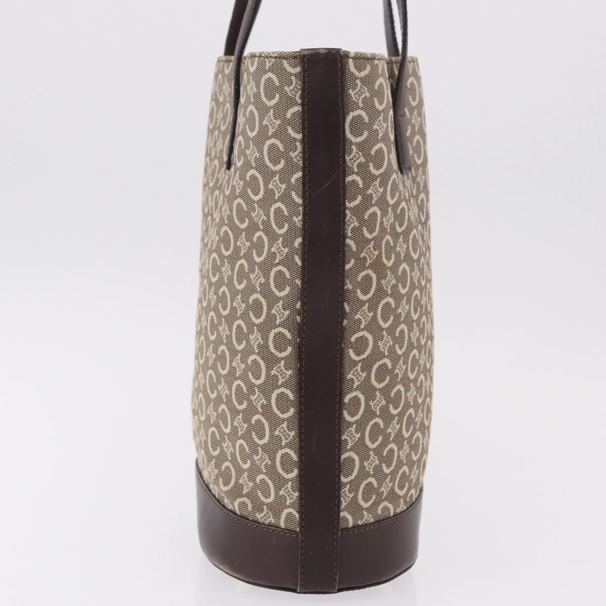 CELINE C Macadam Canvas Tote Bag Beige Gold Auth 187756