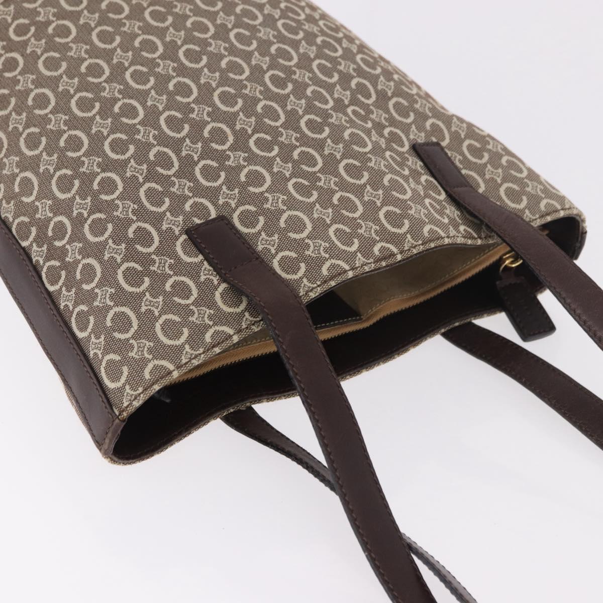 CELINE C Macadam Canvas Tote Bag Beige Gold Auth 187756