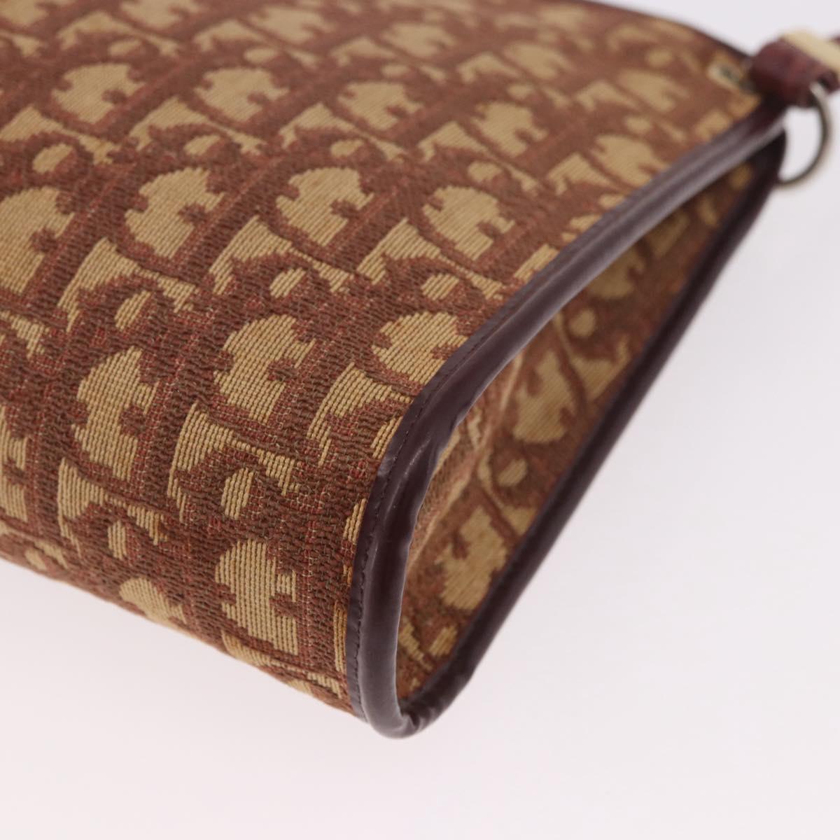 Christian Dior Trotter Canvas Shoulder Bag Red Gold Auth 187757
