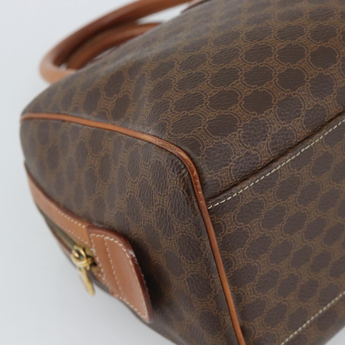 CELINE Macadam Canvas Hand Bag PVC Leather Brown Gold Auth 187766A