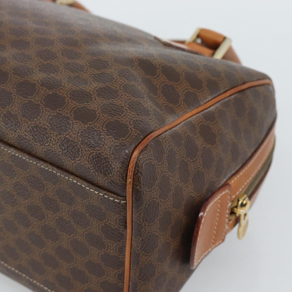 CELINE Macadam Canvas Hand Bag PVC Leather Brown Gold Auth 187766A