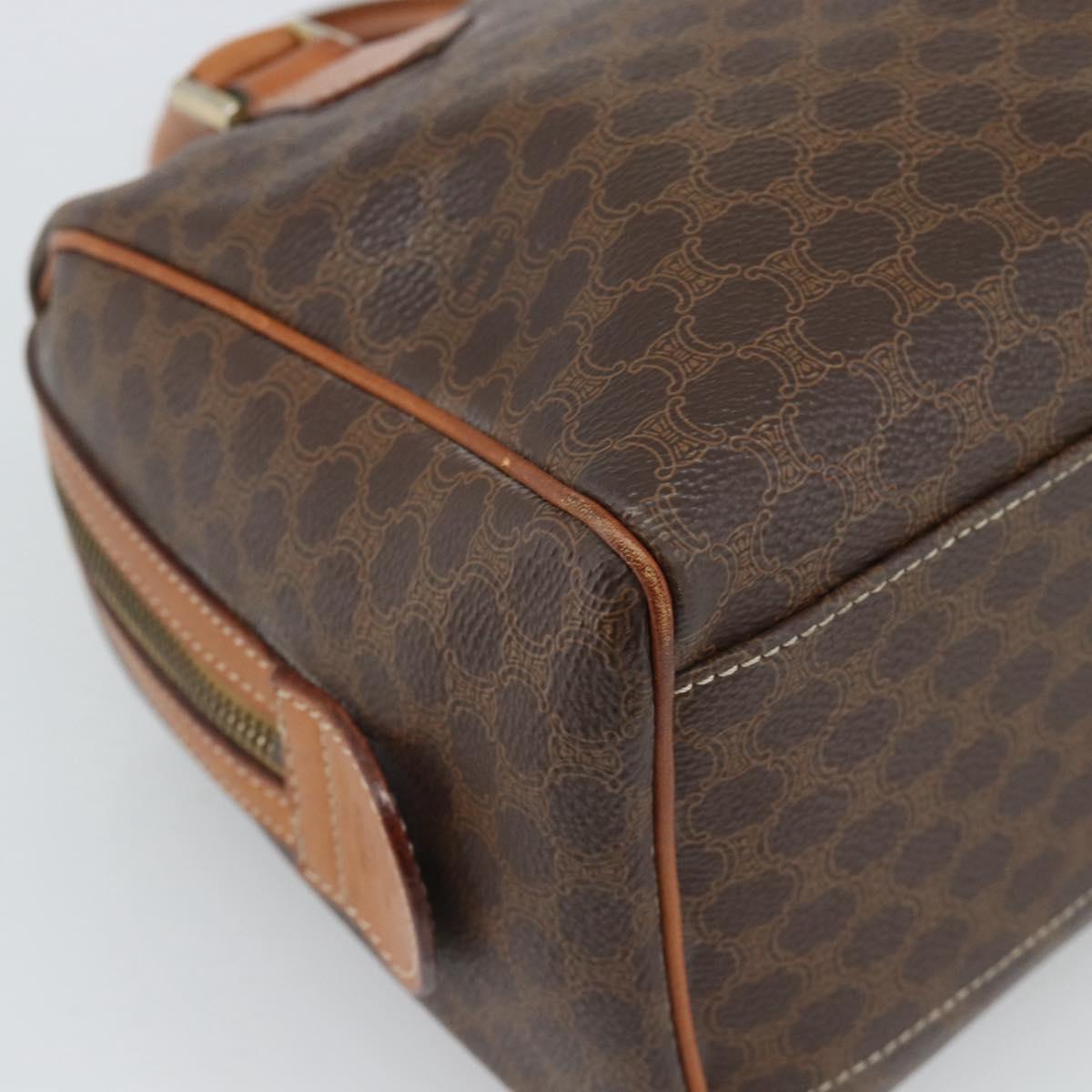 CELINE Macadam Canvas Hand Bag PVC Leather Brown Gold Auth 187766A