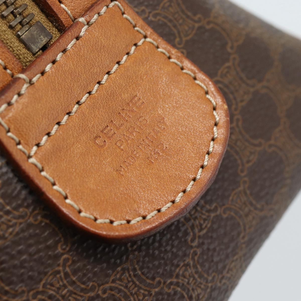 CELINE Macadam Canvas Hand Bag PVC Leather Brown Gold Auth 187766A