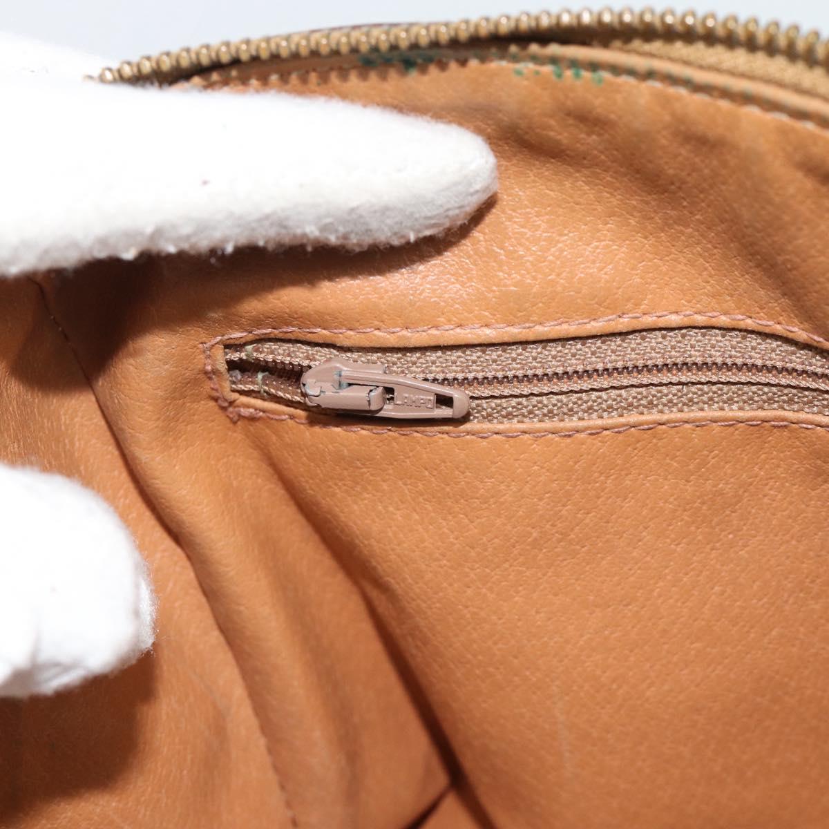 CELINE Macadam Canvas Hand Bag PVC Leather Brown Gold Auth 187766A