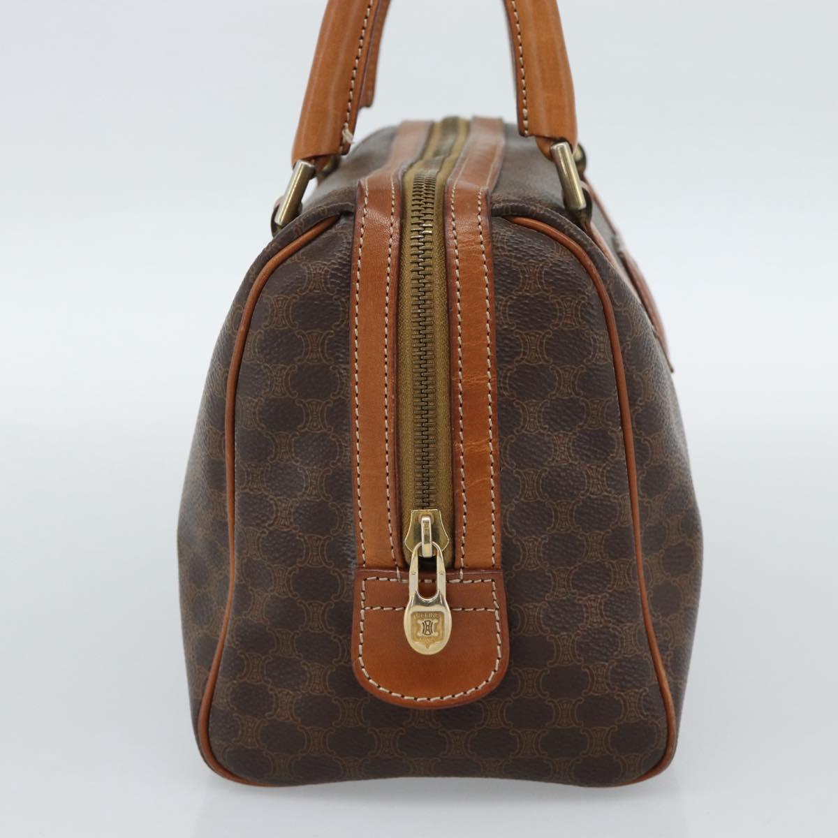 CELINE Macadam Canvas Hand Bag PVC Leather Brown Gold Auth 187766A