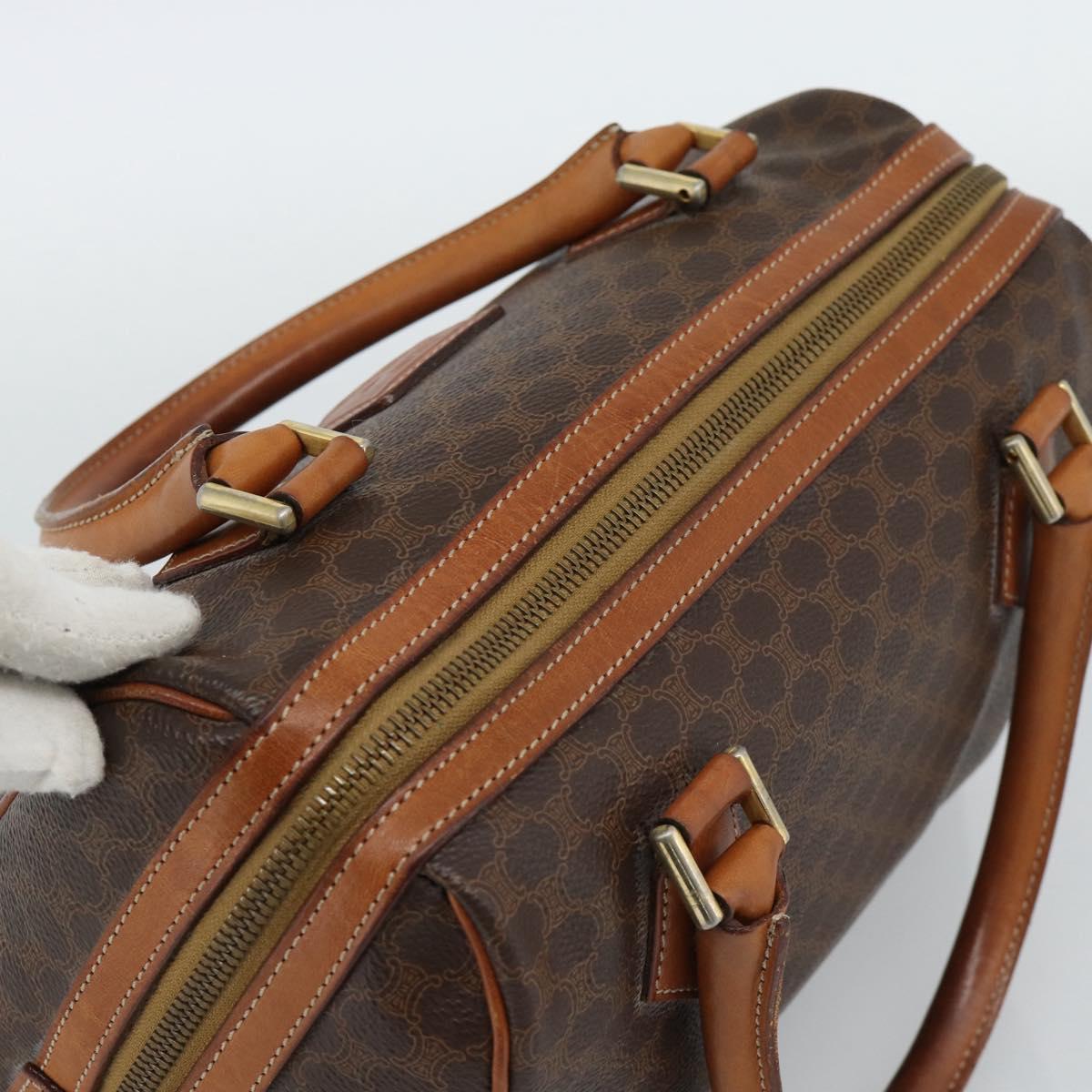 CELINE Macadam Canvas Hand Bag PVC Leather Brown Gold Auth 187766A