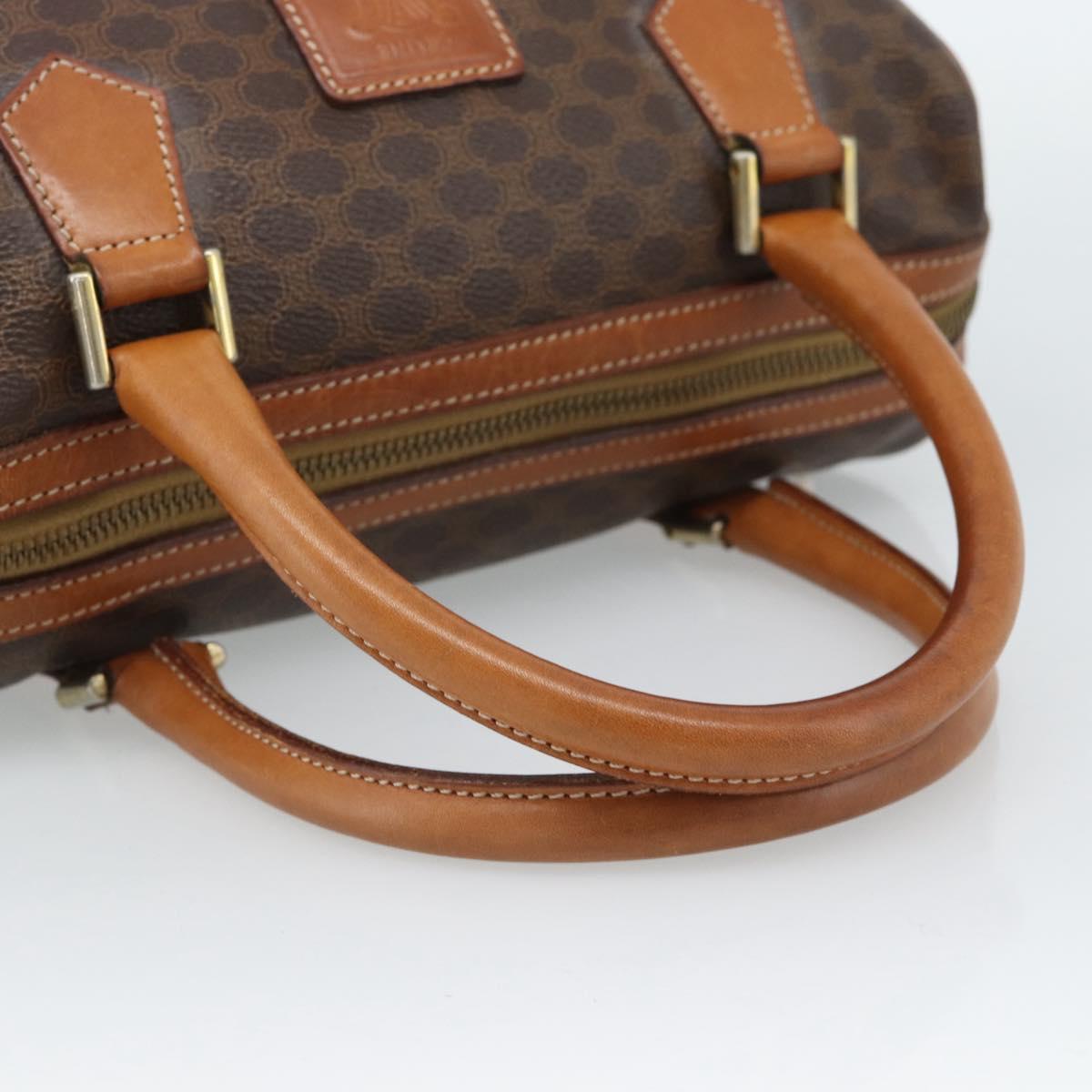 CELINE Macadam Canvas Hand Bag PVC Leather Brown Gold Auth 187766A