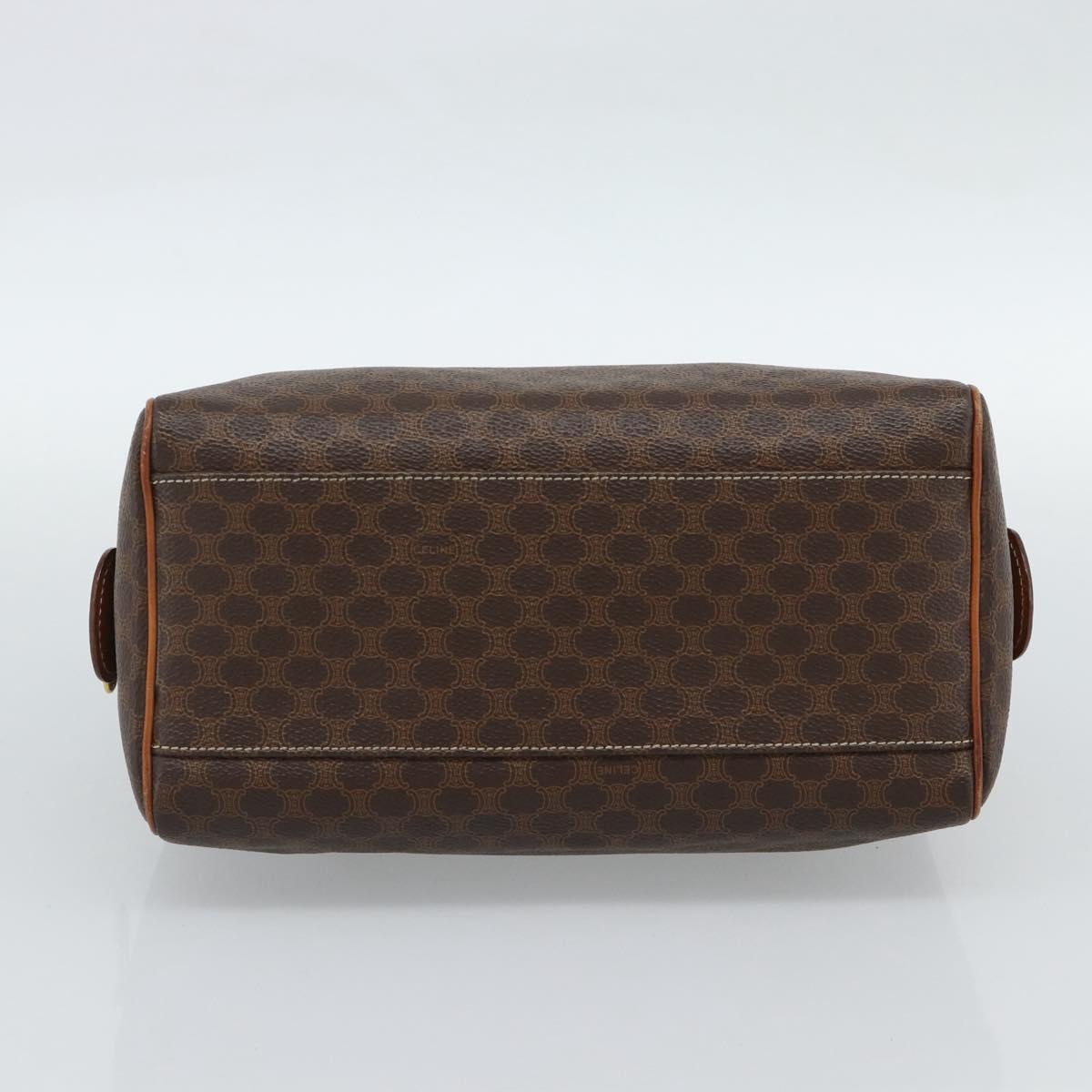 CELINE Macadam Canvas Hand Bag PVC Leather Brown Gold Auth 187766A