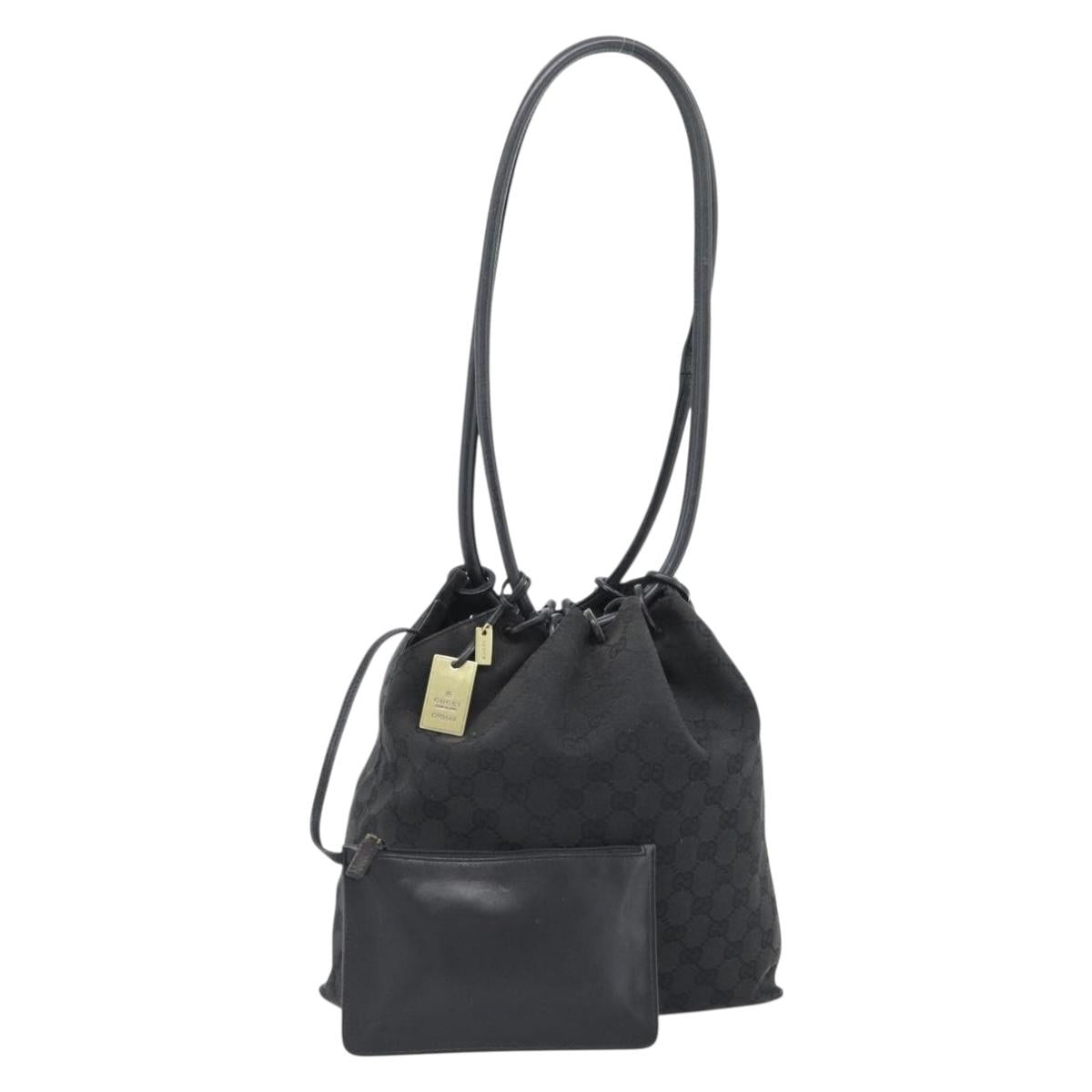 GUCCI Shoulder Bag Canvas Black 90644 Auth 187767