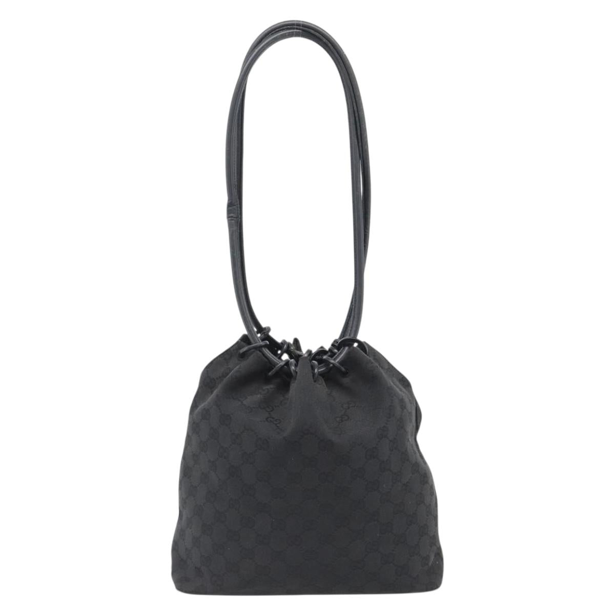 GUCCI Shoulder Bag Canvas Black 90644 Auth 187767