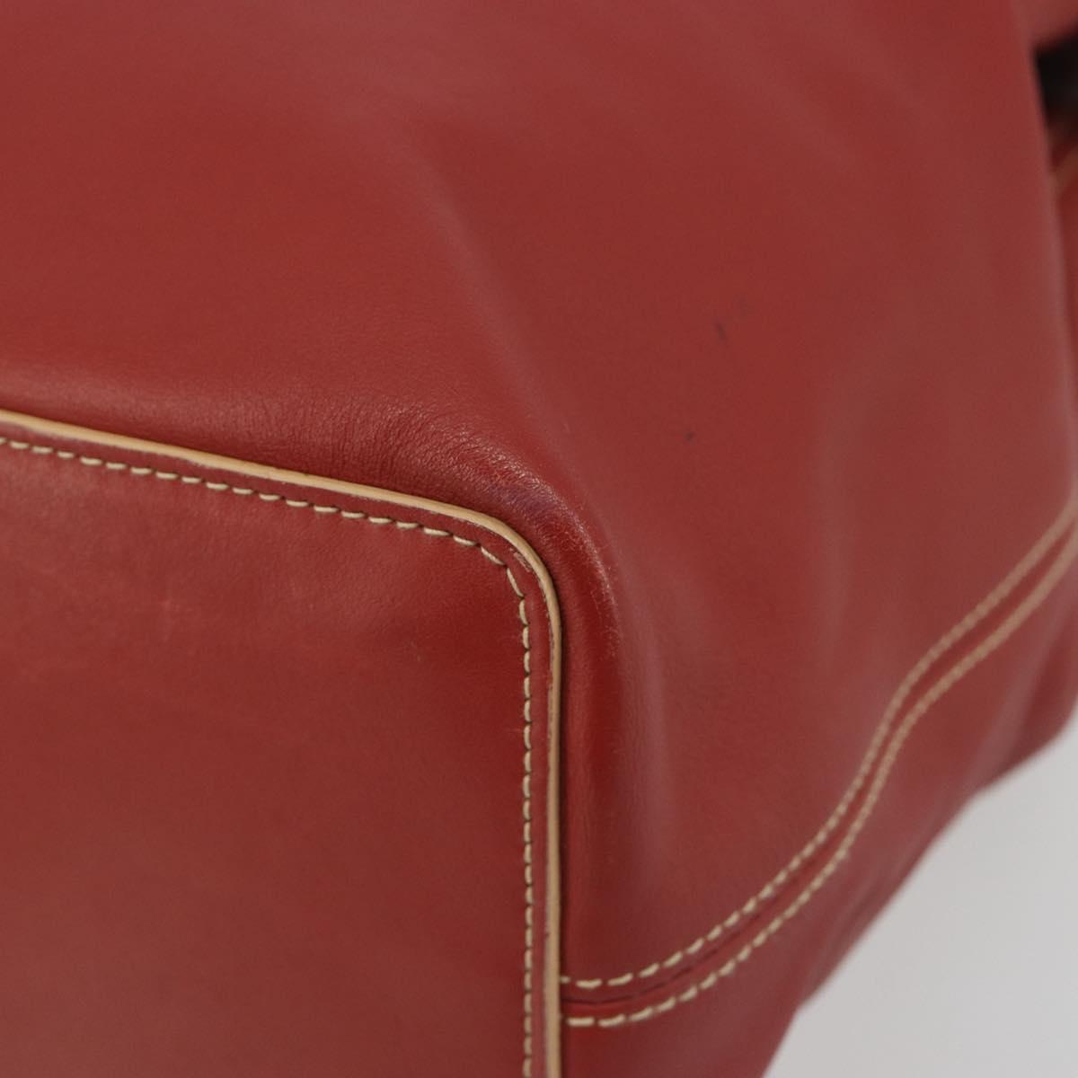 LOEWE Shoulder Bag Leather Red Silver Auth 187768A