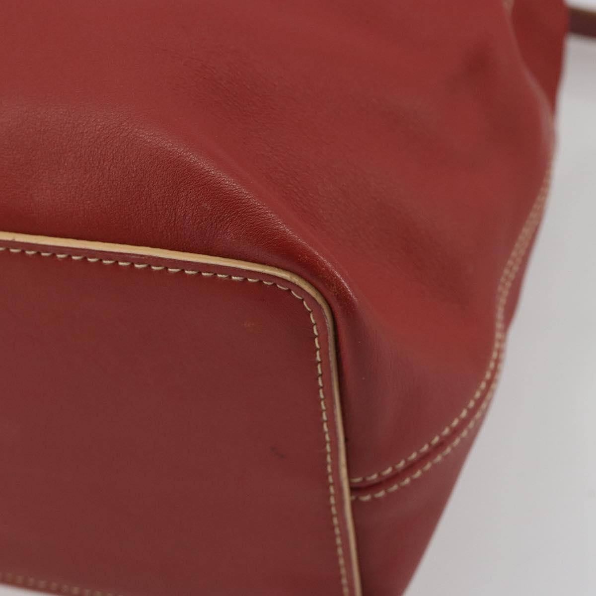 LOEWE Shoulder Bag Leather Red Silver Auth 187768A