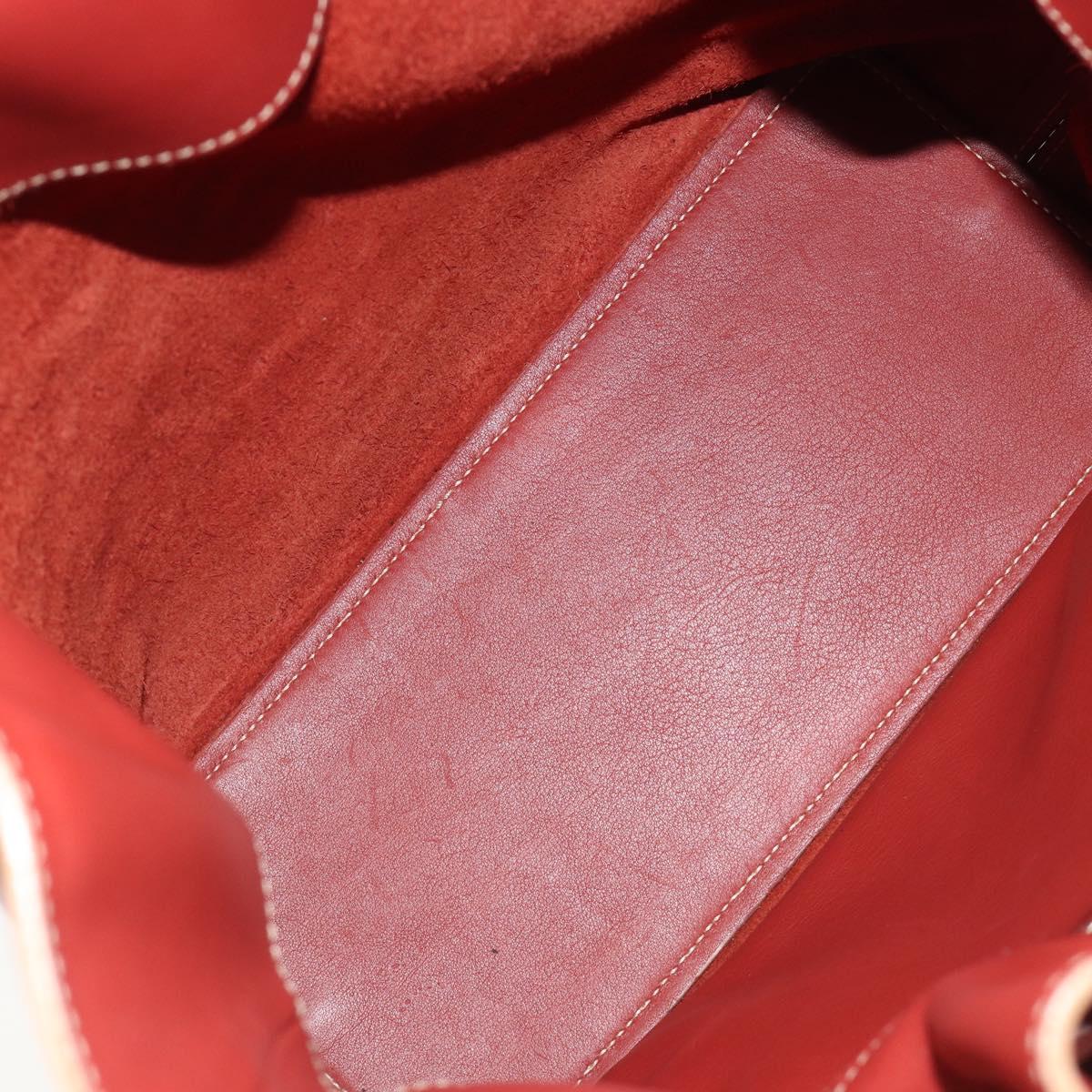 LOEWE Shoulder Bag Leather Red Silver Auth 187768A