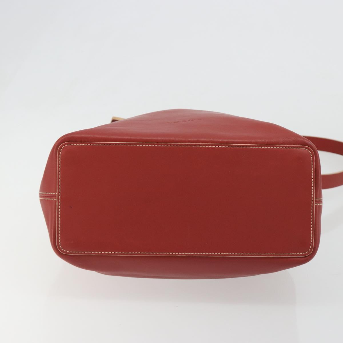 LOEWE Shoulder Bag Leather Red Silver Auth 187768A