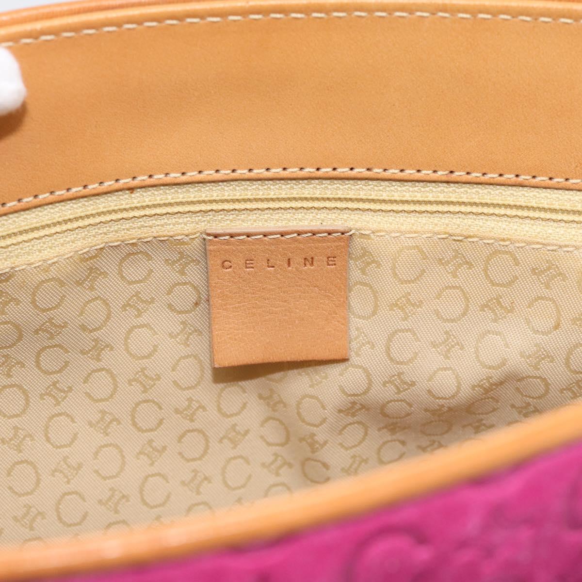 CELINE C Macadam Canvas Tote Bag Suede Pink Gold Auth 187769A
