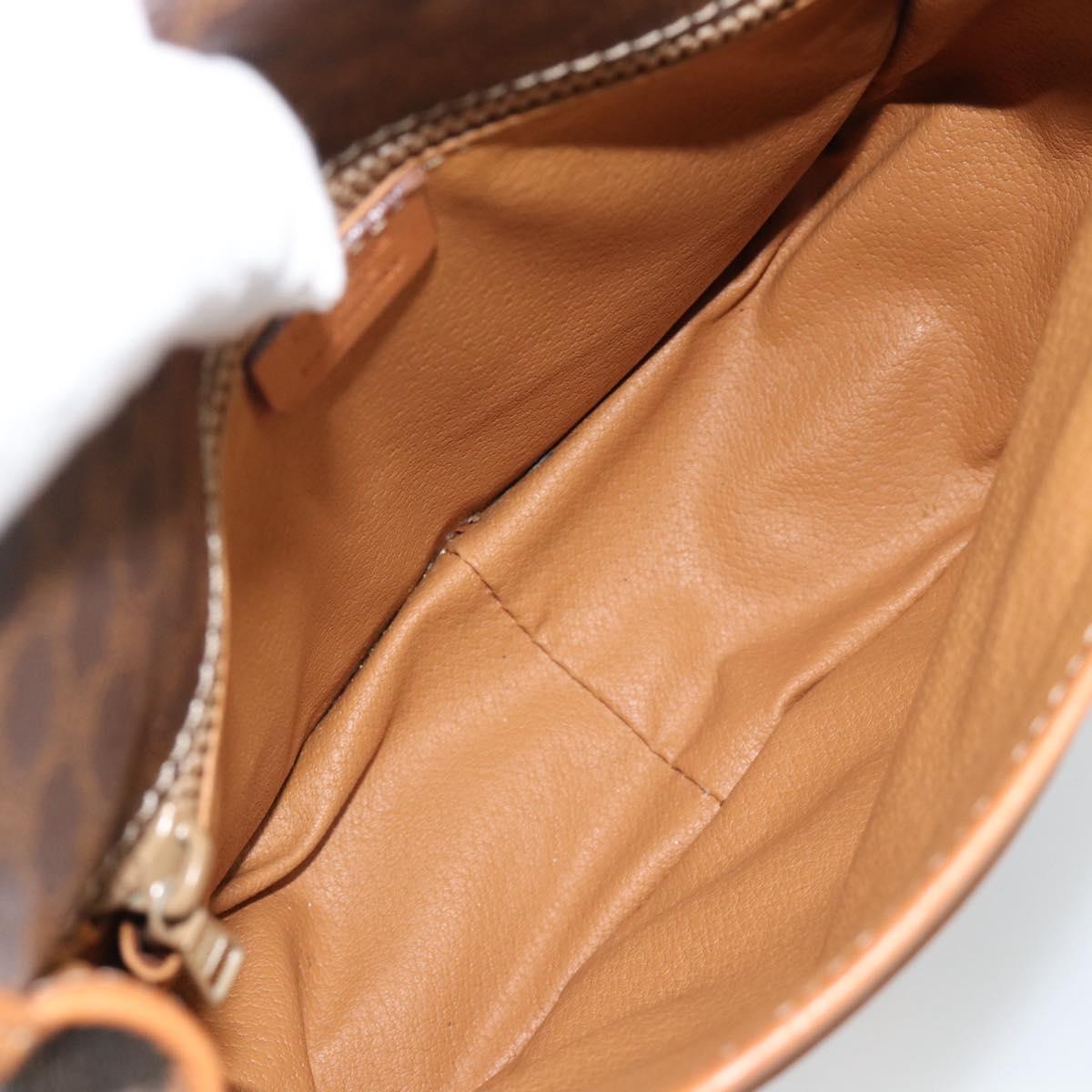 CELINE Macadam Canvas Shoulder Bag PVC Leather Brown Gold Auth 187771