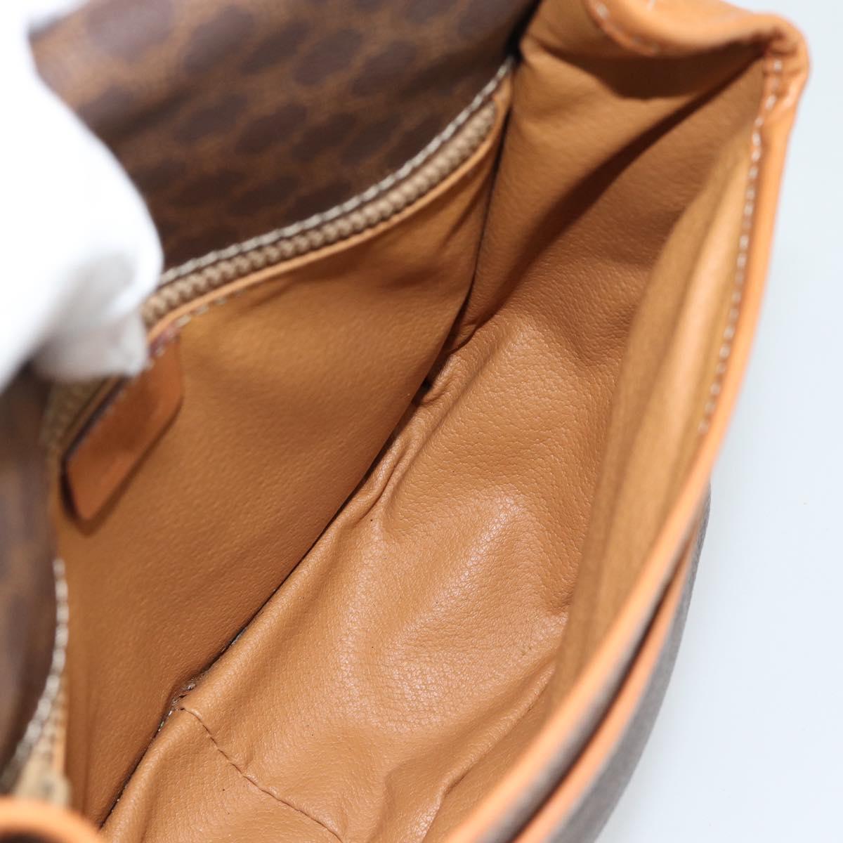 CELINE Macadam Canvas Shoulder Bag PVC Leather Brown Gold Auth 187771