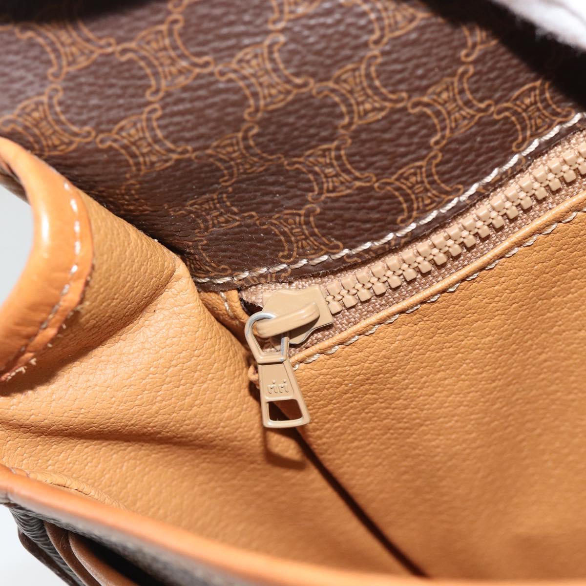 CELINE Macadam Canvas Shoulder Bag PVC Leather Brown Gold Auth 187771