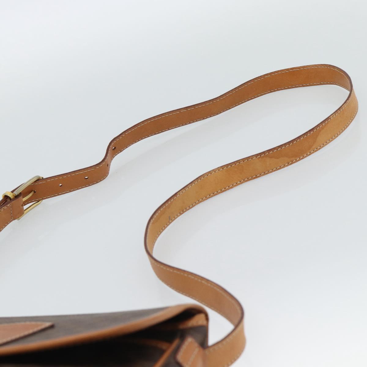 CELINE Macadam Canvas Shoulder Bag PVC Leather Brown Gold Auth 187771