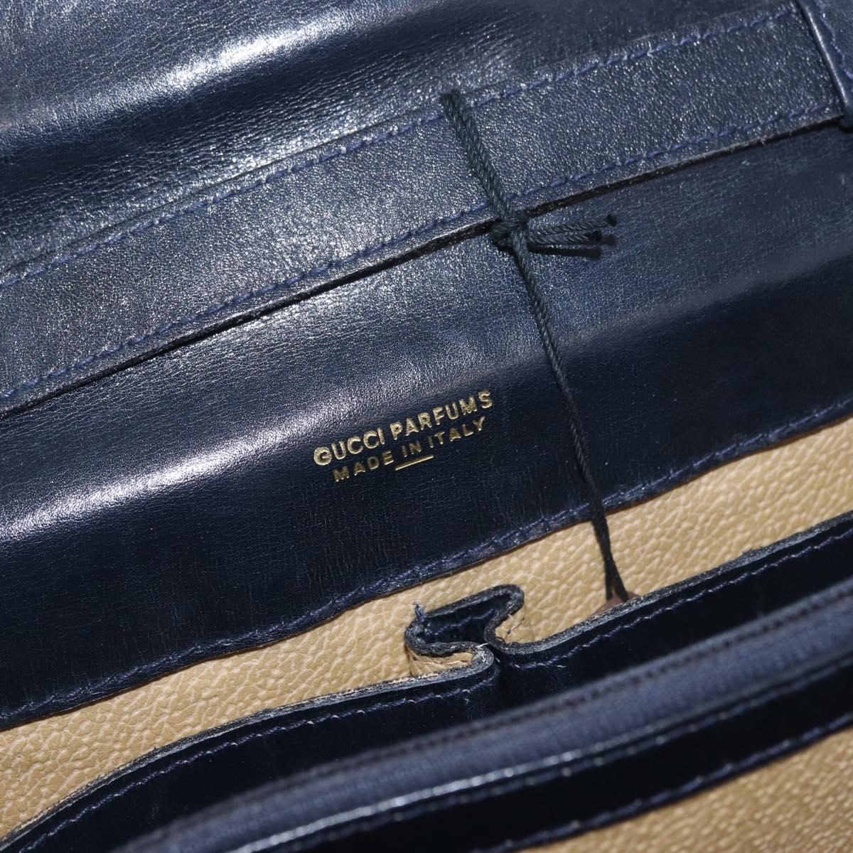 GUCCI GG Supreme Sherry Line Shoulder Bag PVC Navy Gold Auth 187772