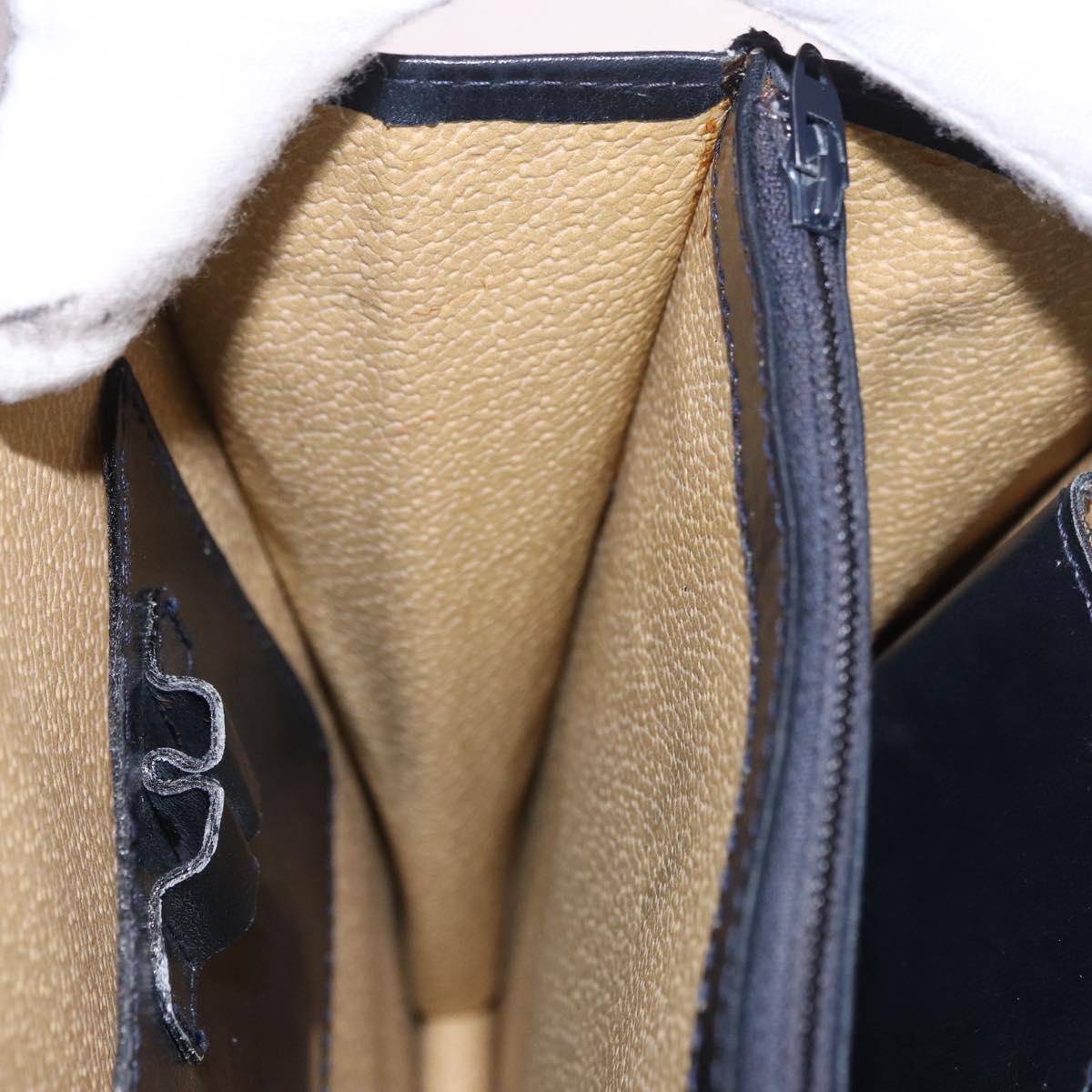 GUCCI GG Supreme Sherry Line Shoulder Bag PVC Navy Gold Auth 187772