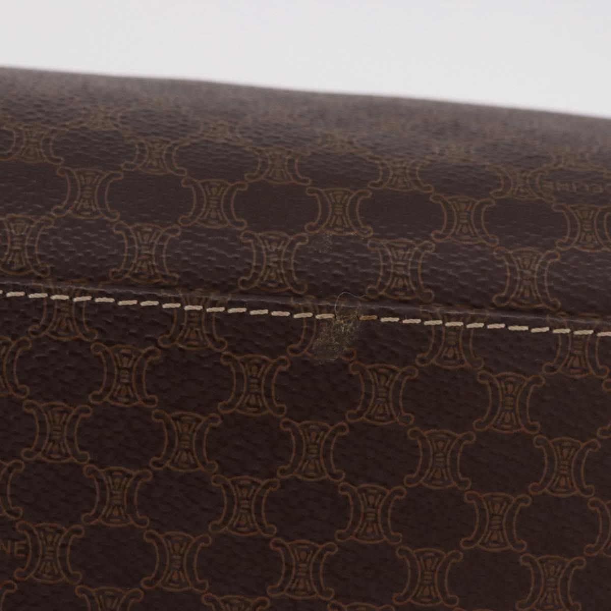 CELINE Macadam Canvas Hand Bag PVC Leather Brown Gold Auth 187773A