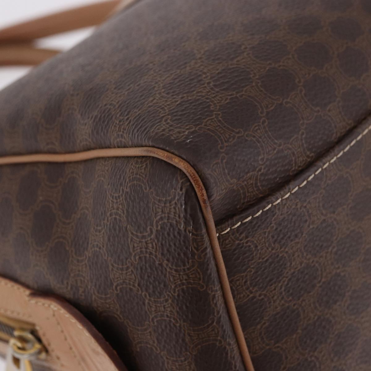 CELINE Macadam Canvas Hand Bag PVC Leather Brown Gold Auth 187773A