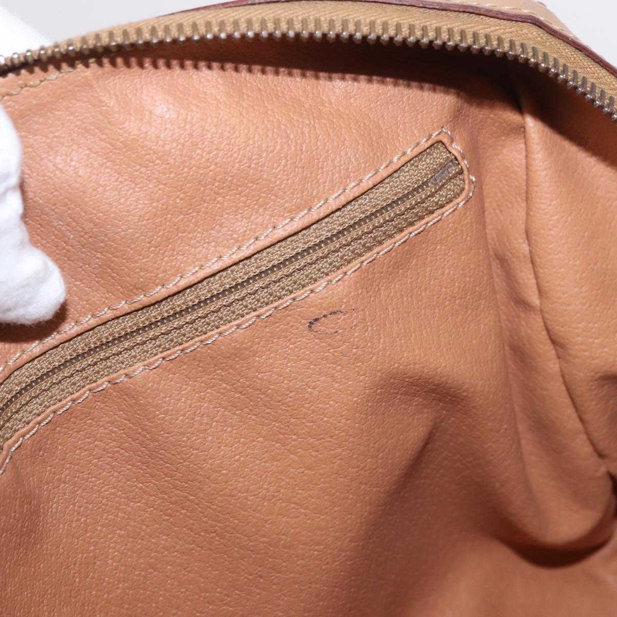 CELINE Macadam Canvas Hand Bag PVC Leather Brown Gold Auth 187773A