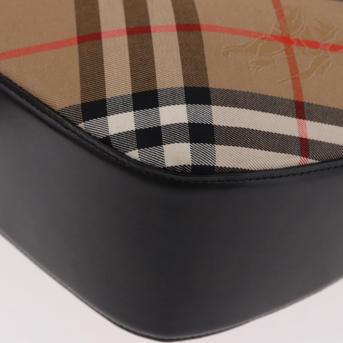 BURBERRY Nova Check Shoulder Bag Canvas Beige Silver Auth 187774A