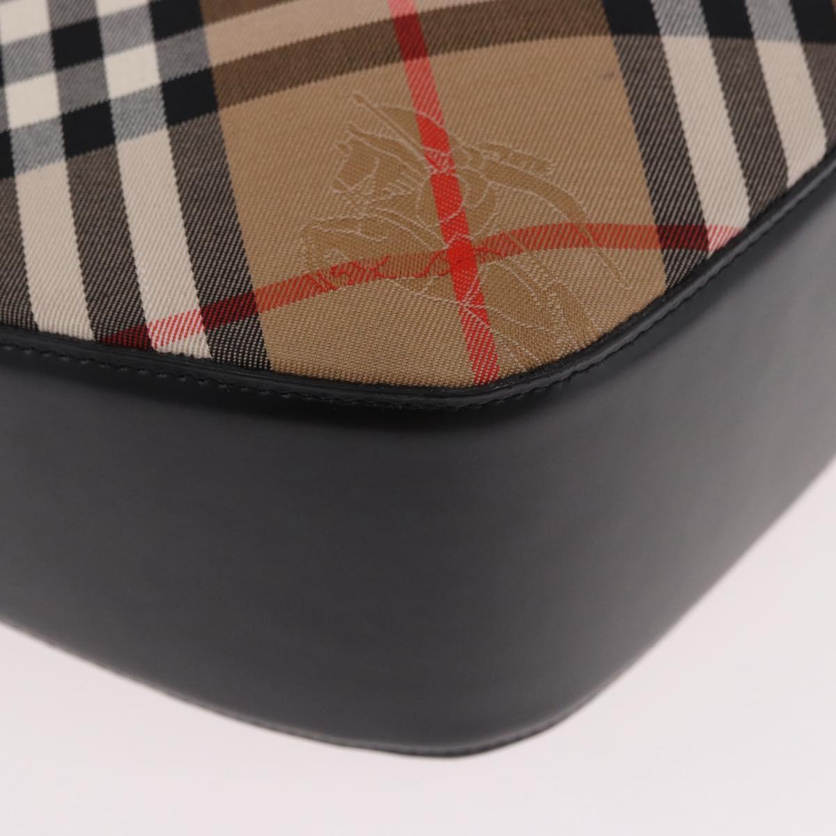 BURBERRY Nova Check Shoulder Bag Canvas Beige Silver Auth 187774A
