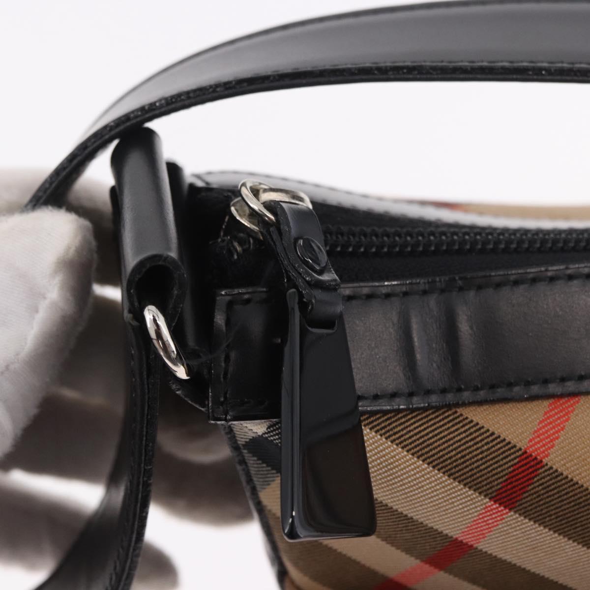 BURBERRY Nova Check Shoulder Bag Canvas Beige Silver Auth 187774A