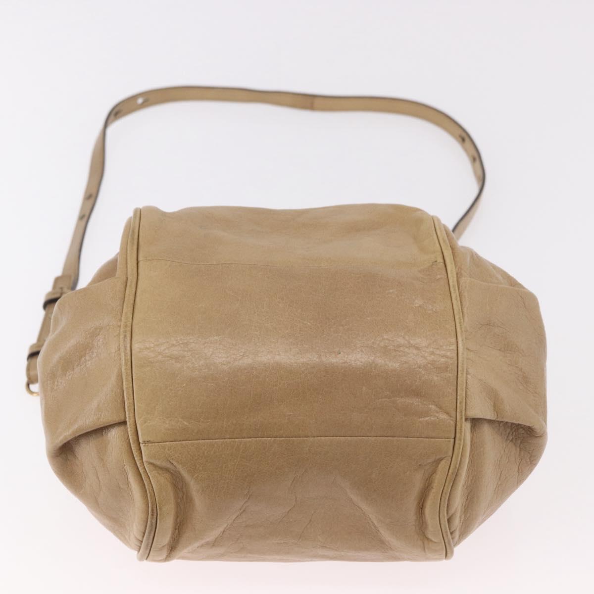 Chloe Etel Hand Bag Leather 2way Beige Gold Auth 187776A