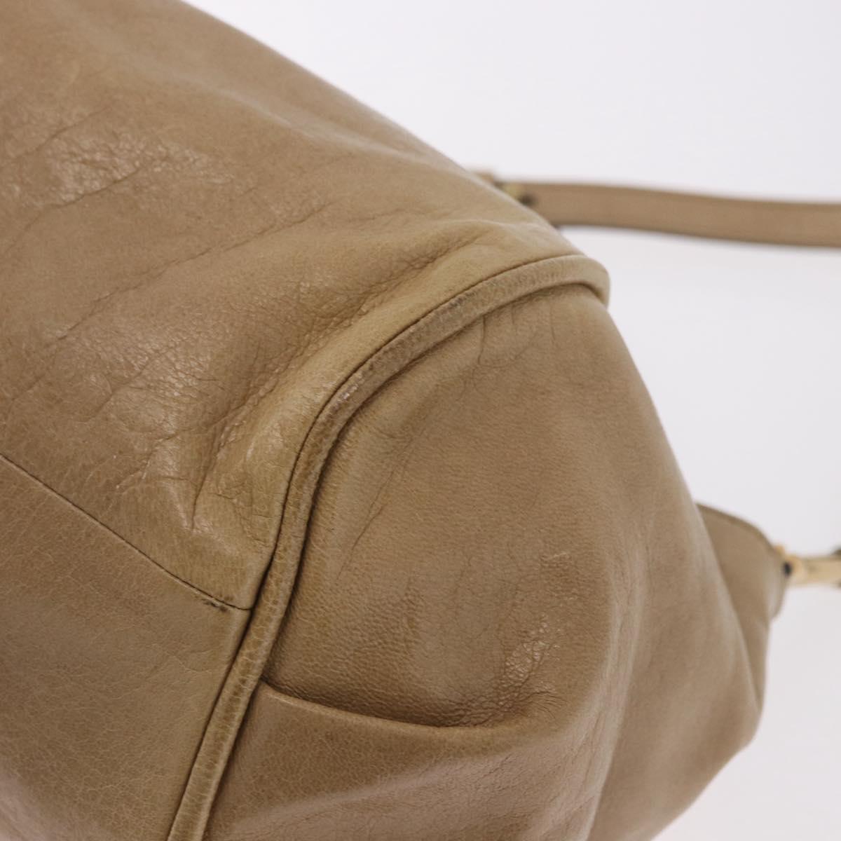 Chloe Etel Hand Bag Leather 2way Beige Gold Auth 187776A