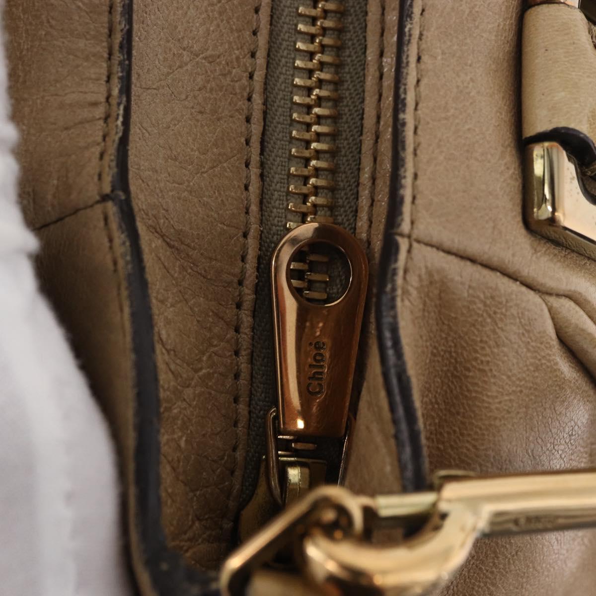Chloe Etel Hand Bag Leather 2way Beige Gold Auth 187776A