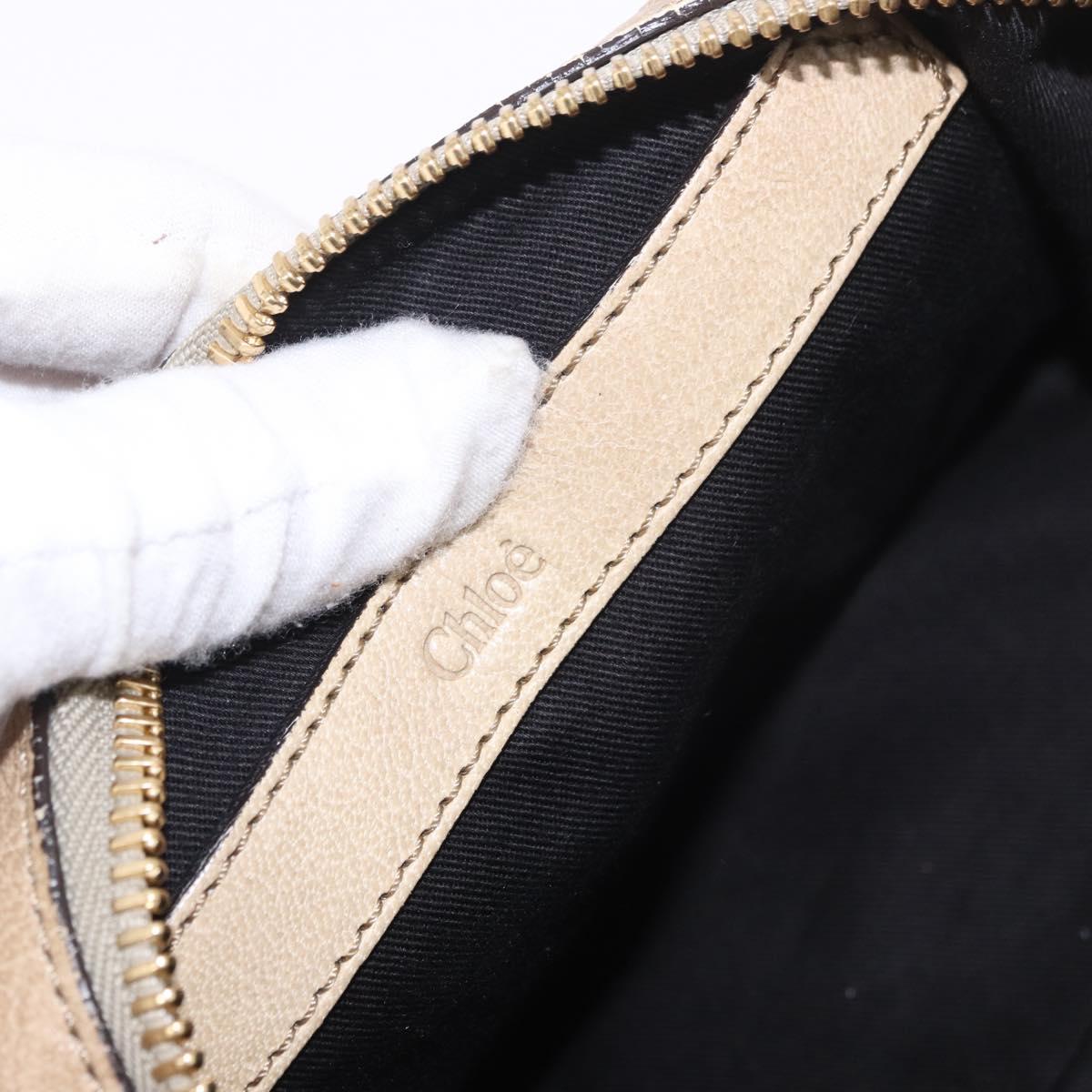 Chloe Etel Hand Bag Leather 2way Beige Gold Auth 187776A