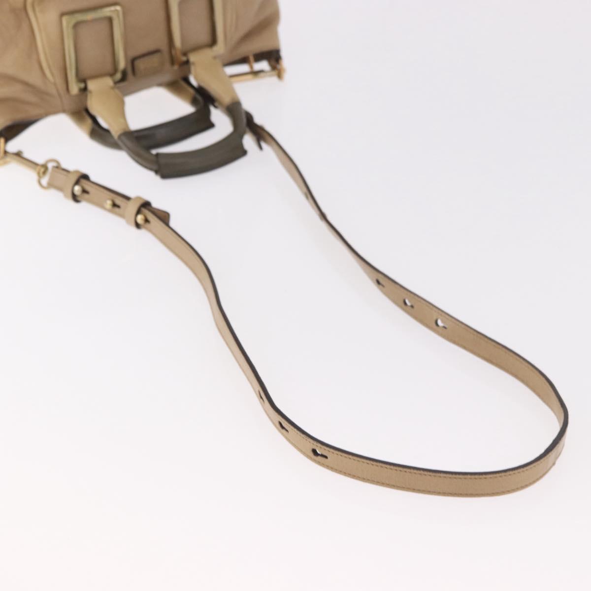 Chloe Etel Hand Bag Leather 2way Beige Gold Auth 187776A