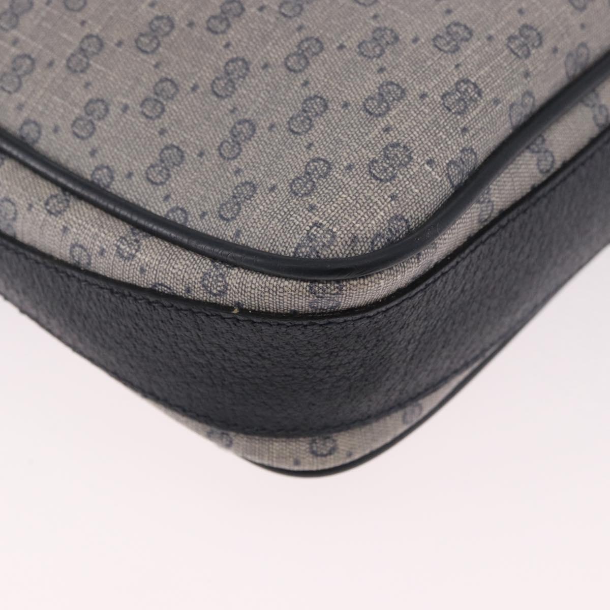 GUCCI Micro GG Supreme Shoulder Bag PVC Navy Gold Auth 187777