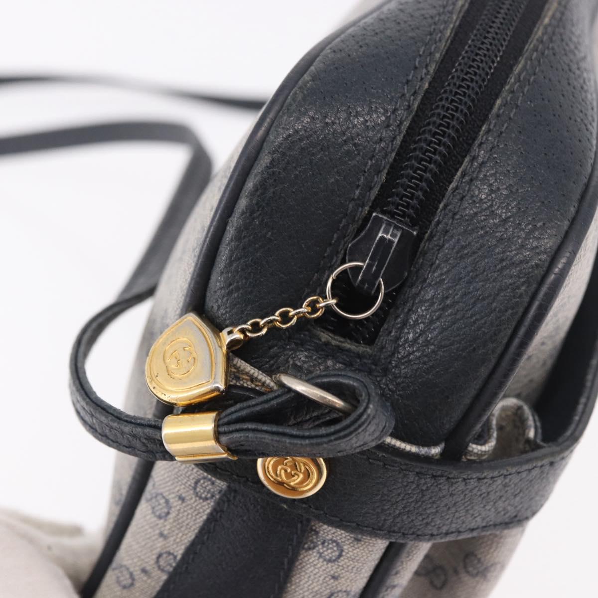 GUCCI Micro GG Supreme Shoulder Bag PVC Navy Gold Auth 187777