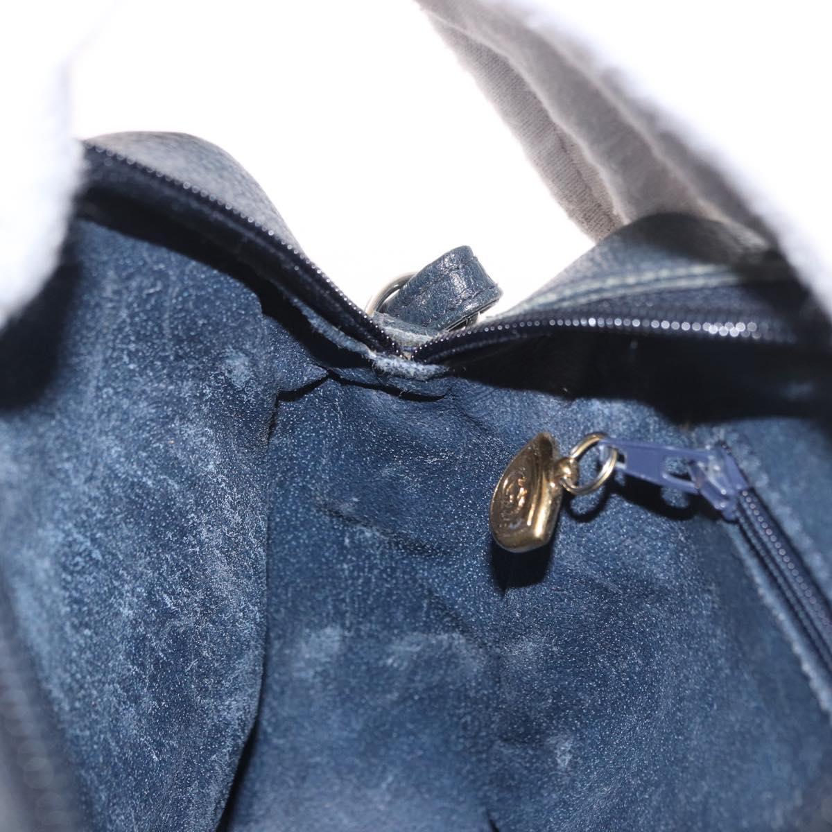 GUCCI Micro GG Supreme Shoulder Bag PVC Navy Gold Auth 187777