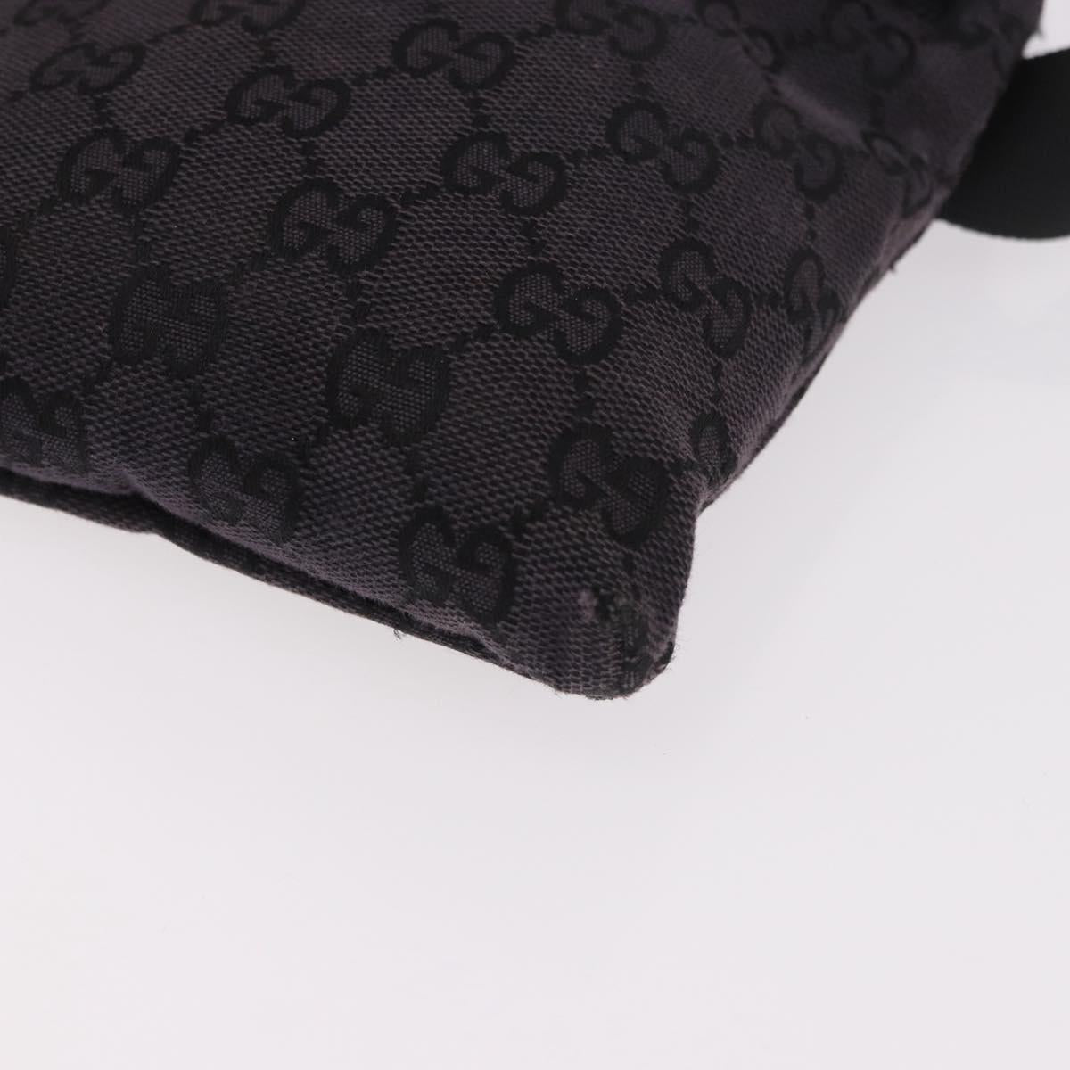 GUCCI GG Canvas Waist bag Black Silver 018 1621 Auth 187778
