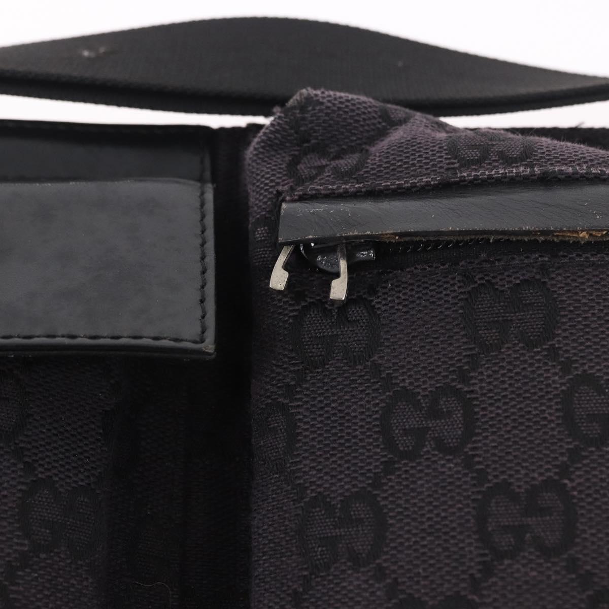 GUCCI GG Canvas Waist bag Black Silver 018 1621 Auth 187778