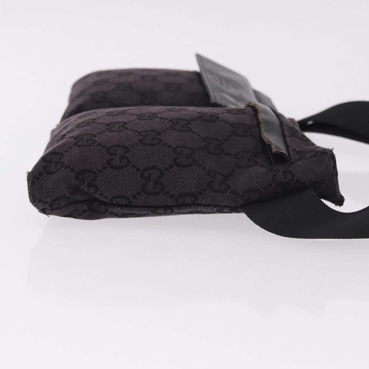 GUCCI GG Canvas Waist bag Black Silver 018 1621 Auth 187778