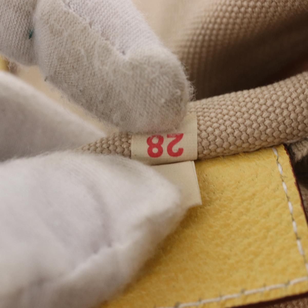 PRADA Tote Bag Canvas Beige Silver Auth 187781A