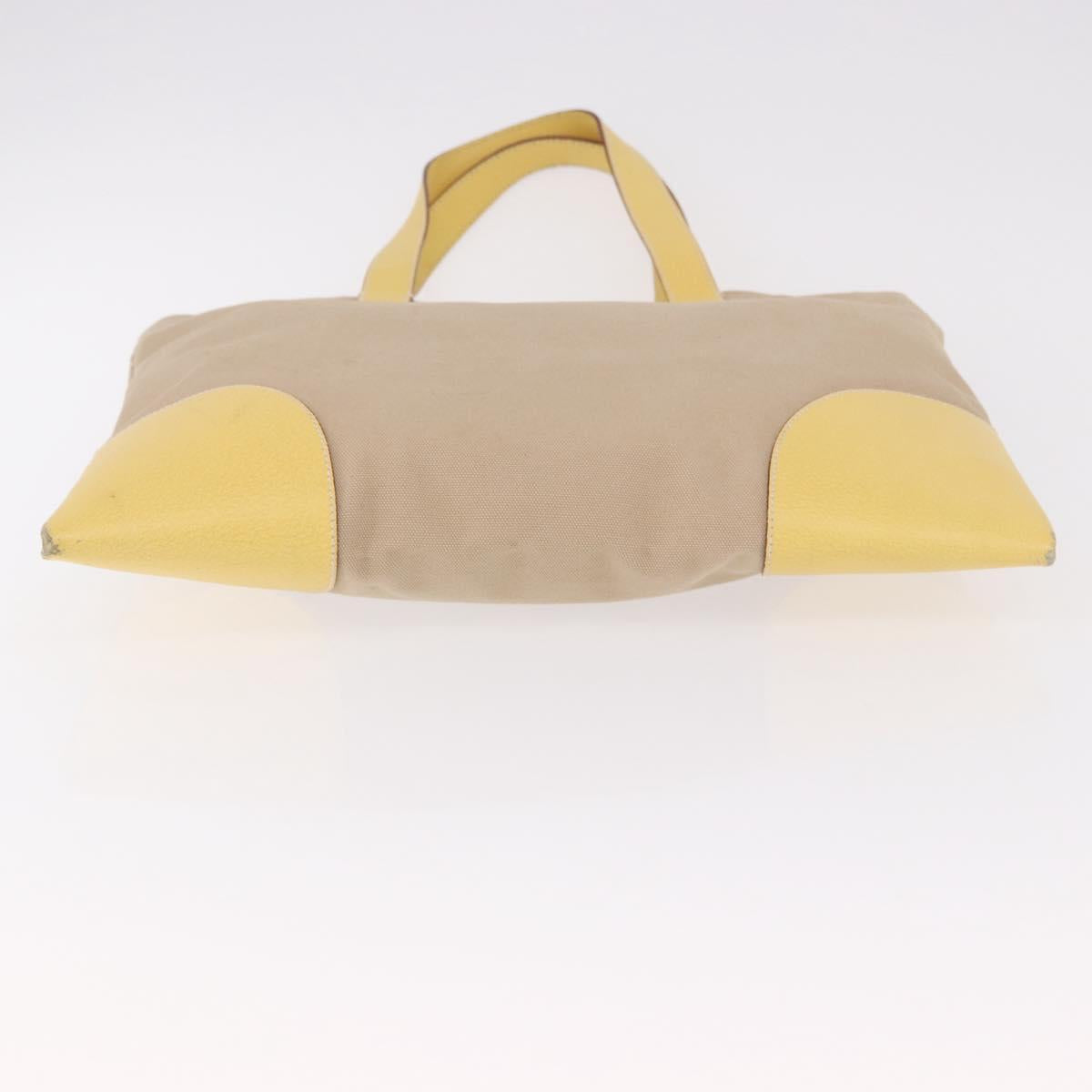 PRADA Tote Bag Canvas Beige Silver Auth 187781A