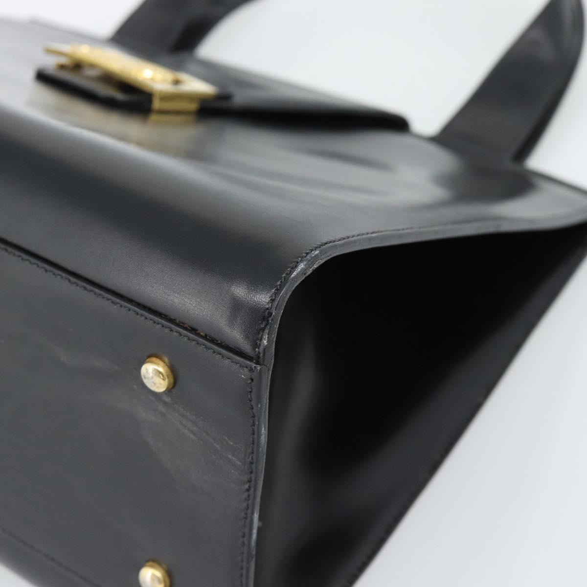 CELINE Horse Carriage Tote Bag Leather Black Gold Auth 187792A