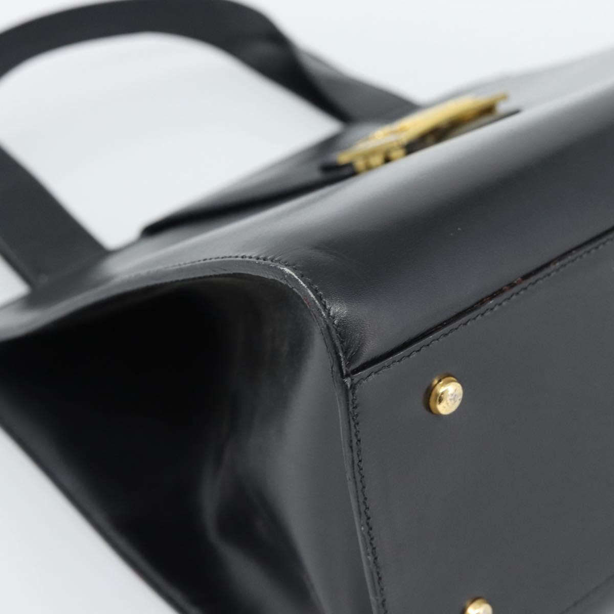 CELINE Horse Carriage Tote Bag Leather Black Gold Auth 187792A