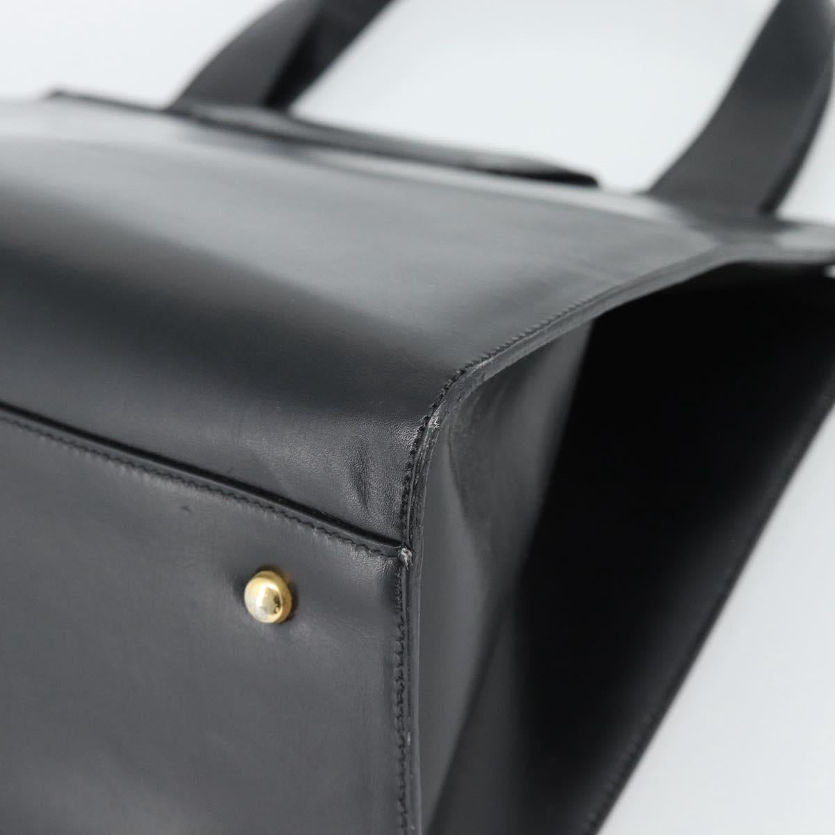 CELINE Horse Carriage Tote Bag Leather Black Gold Auth 187792A