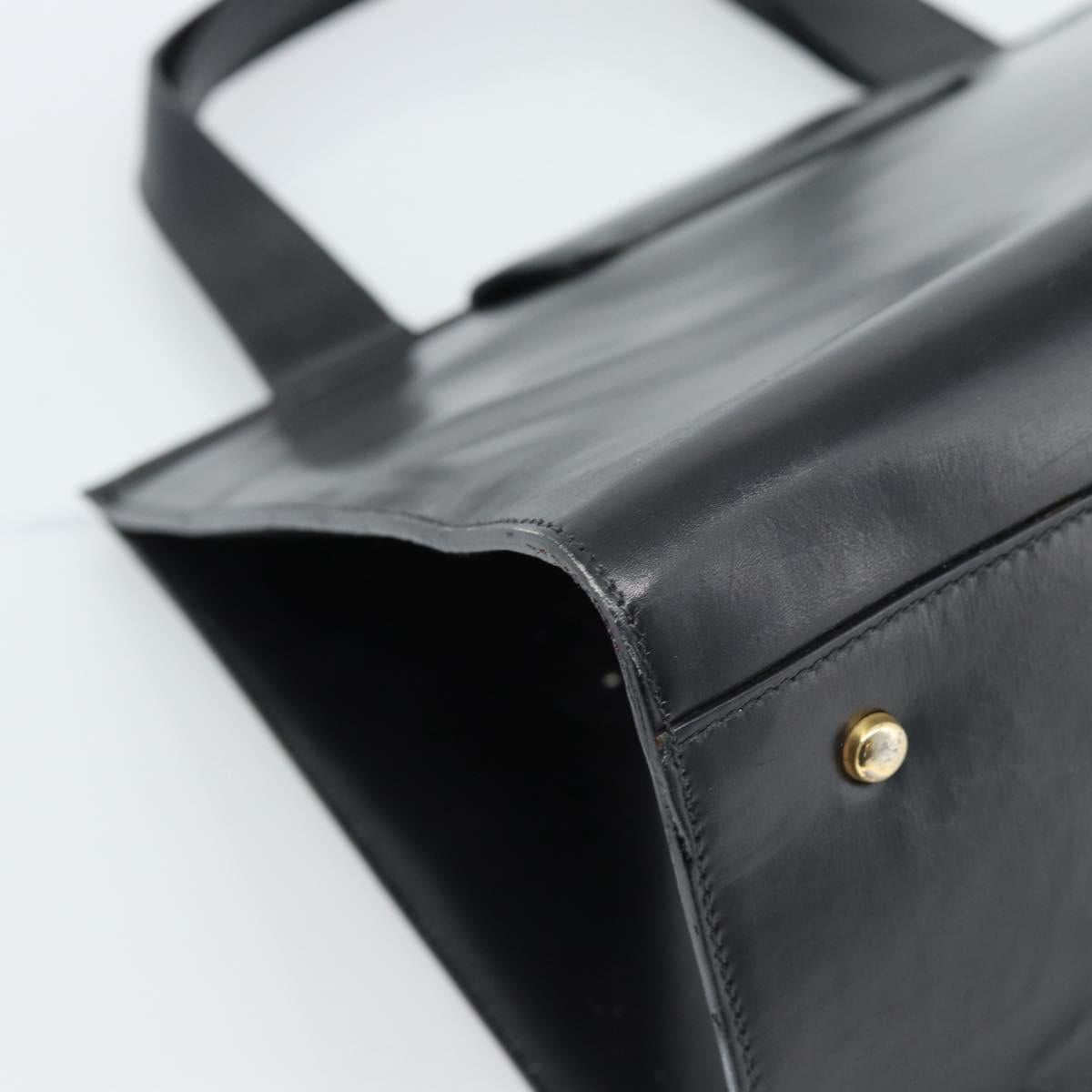 CELINE Horse Carriage Tote Bag Leather Black Gold Auth 187792A